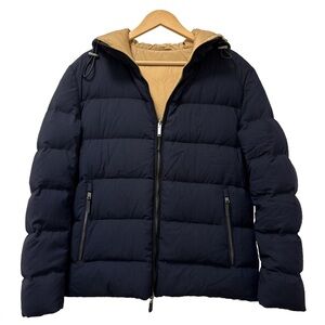NWOT Hugo Boss Reversible Wool-Blend Down Jacket coat 36R Navy Gold